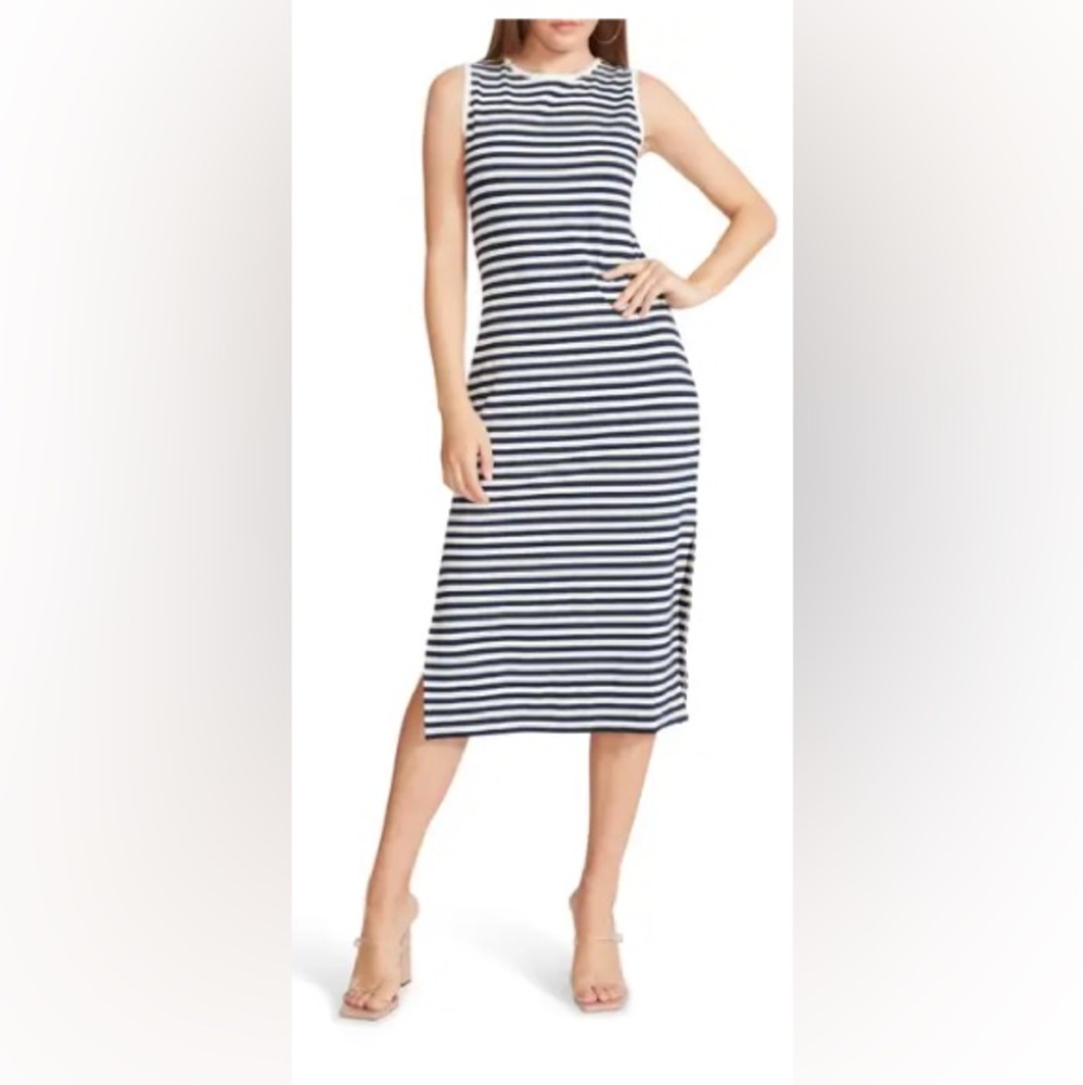 French Toast Striped Sleeveless Midi Dress BB Dakota by Steve Madden